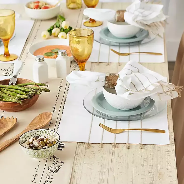 Kirklands Home and Stone Striped Placemats, Set of 4 White