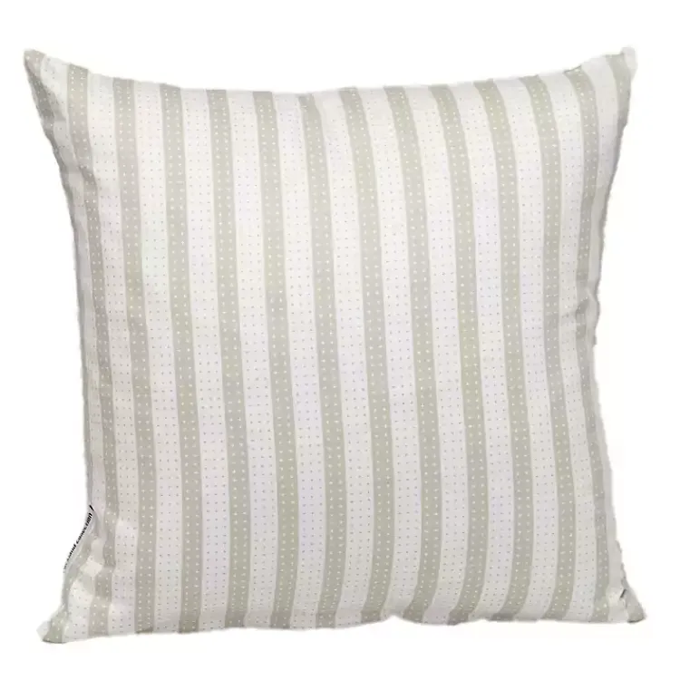 Pillows>Kirklands Home White and Tan Dotted Stripes Pillow