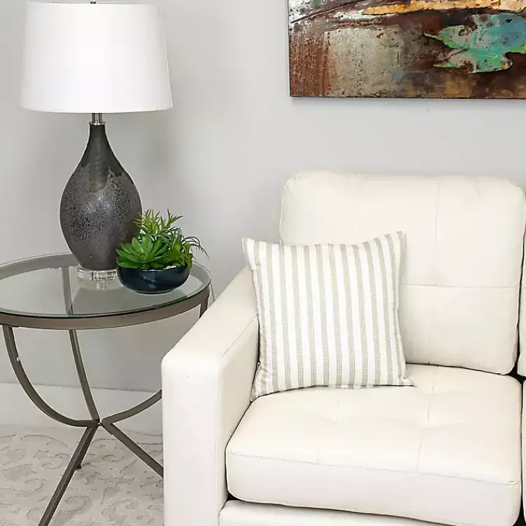 Pillows>Kirklands Home White and Tan Dotted Stripes Pillow