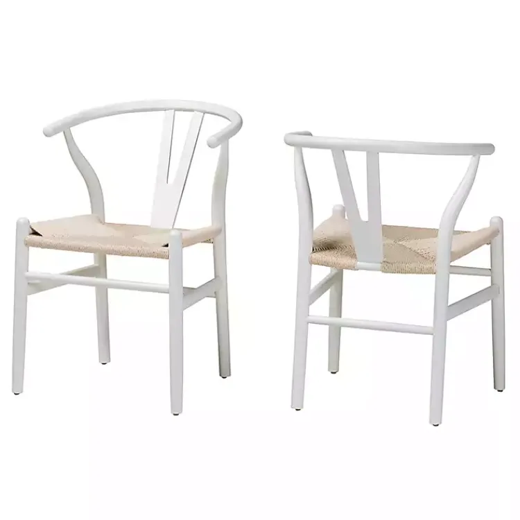 Kirklands Home and Tan Wishbone Dining Chairs, Set of 2 White Hot