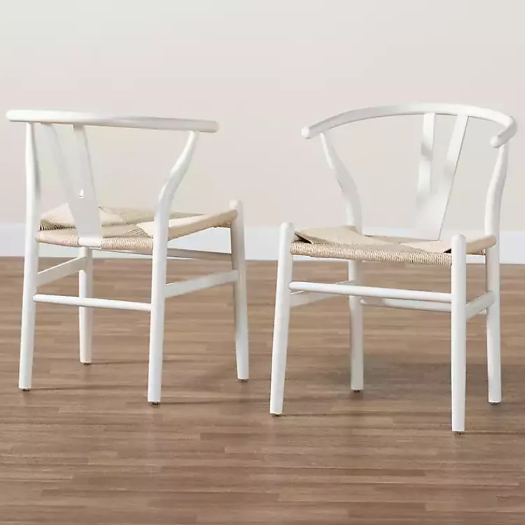 Kirklands Home and Tan Wishbone Dining Chairs, Set of 2 White Hot