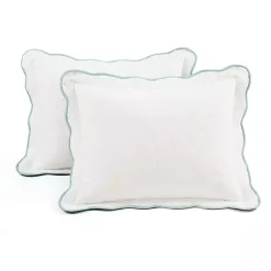 Kirklands Home White and Teal Scallop 3-pc. Full/Queen Quilt Set