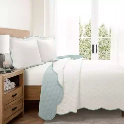 Kirklands Home White and Teal Scallop 3-pc. King Quilt Set Best