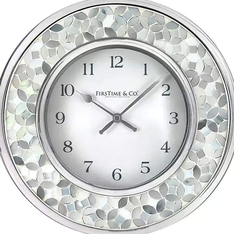 Kirklands Home White Arabesque Mosaic Frame Wall Clock Clearance