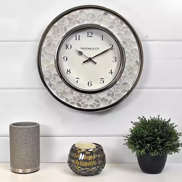 Kirklands Home White Arabesque Mosaic Frame Wall Clock Clearance