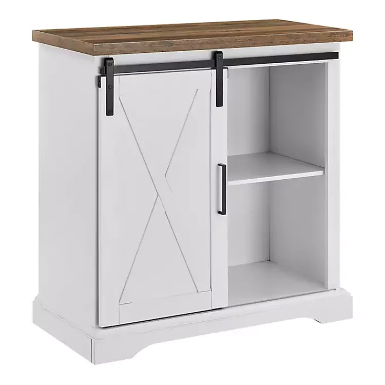 Kirklands Home Barn Door Cabinet White Hot
