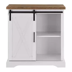 Kirklands Home Barn Door Cabinet White Hot