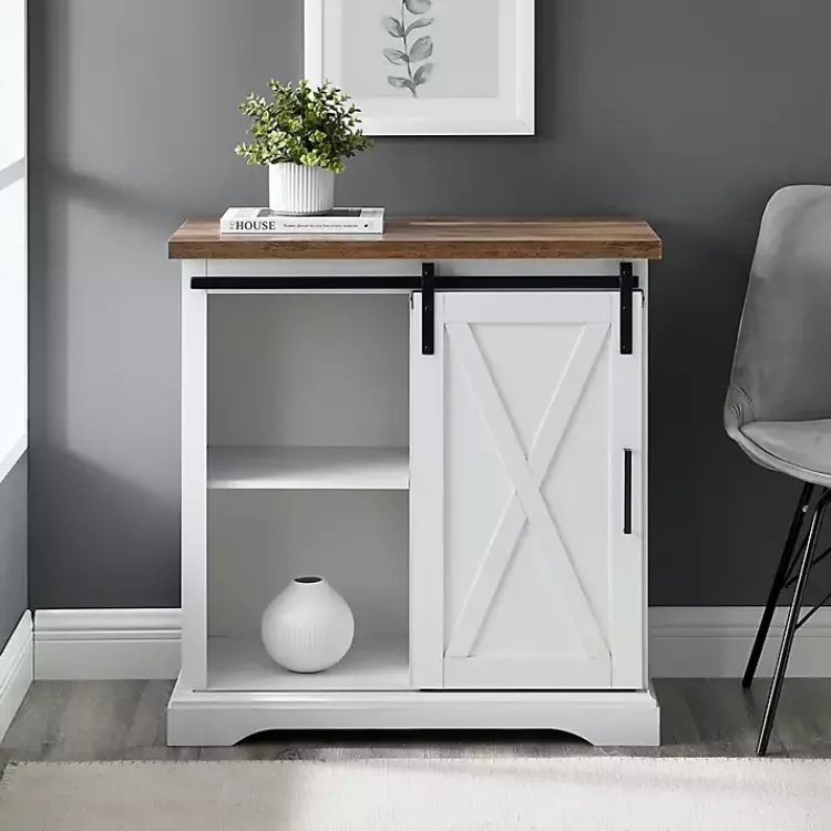 Kirklands Home Barn Door Cabinet White Hot