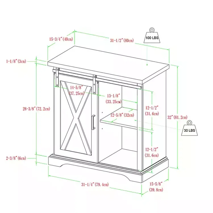 Kirklands Home Barn Door Cabinet White Hot