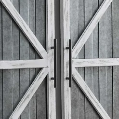 Kirklands Home White Barn Door Galvanized Wall Plaques, Set of 2 Gray Clearance