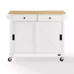 Kirklands Home Barn Door Kitchen Cart White