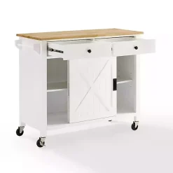 Kirklands Home Barn Door Kitchen Cart White