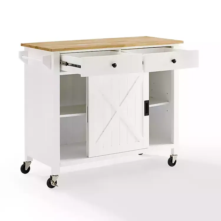 Kirklands Home Barn Door Kitchen Cart White