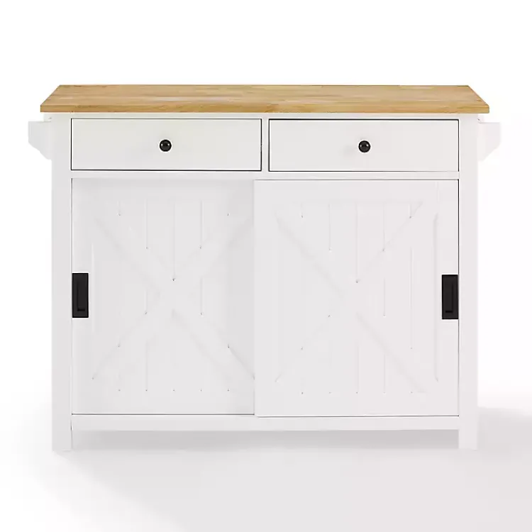 Kirklands Home Barn Door Kitchen Cart White