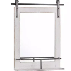 Kirklands Home Barn Door Mirror with Shelf White New