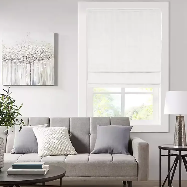 Kirklands Home Basketweave Cordless Roman Shade, 31 in. White New