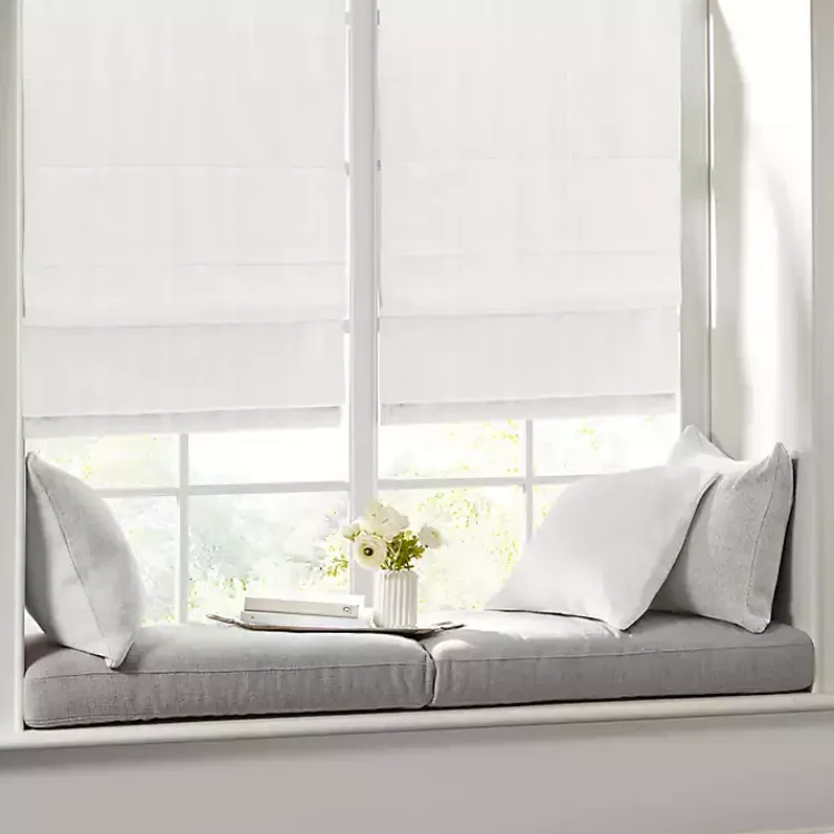 Kirklands Home Basketweave Cordless Roman Shade, 31 in. White New