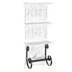 Kirklands Home White Beadboard Shelves with Towel Bar Rack Discount