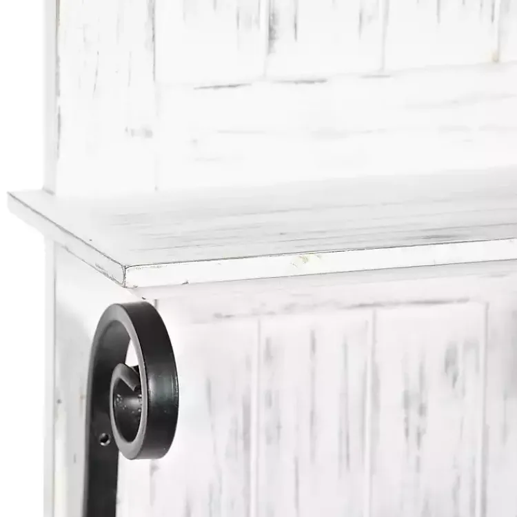 Kirklands Home White Beadboard Shelves with Towel Bar Rack Discount