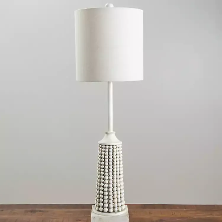 Kirklands Home White Beaded Base Buffet Lamp Ivory Clearance