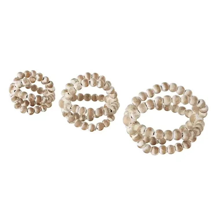 Bowl Filler>Kirklands Home White Beaded Boho Wooden Orbs, Set of 3