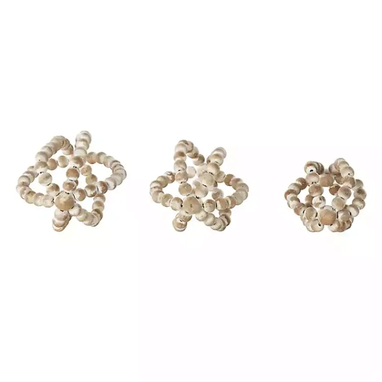 Bowl Filler>Kirklands Home White Beaded Boho Wooden Orbs, Set of 3