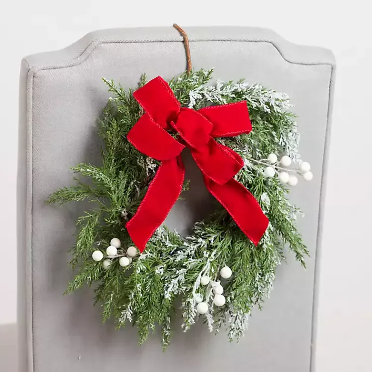 Wreaths>Kirklands Home White Berry and Red Bow Mini Wreath