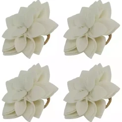 Kirklands Home Blossom Napkin Rings, Set of 4 White Sale