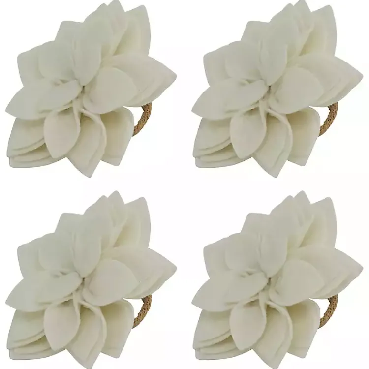 Kirklands Home Blossom Napkin Rings, Set of 4 White Sale