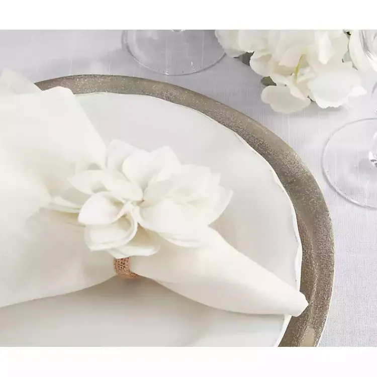 Kirklands Home Blossom Napkin Rings, Set of 4 White Sale