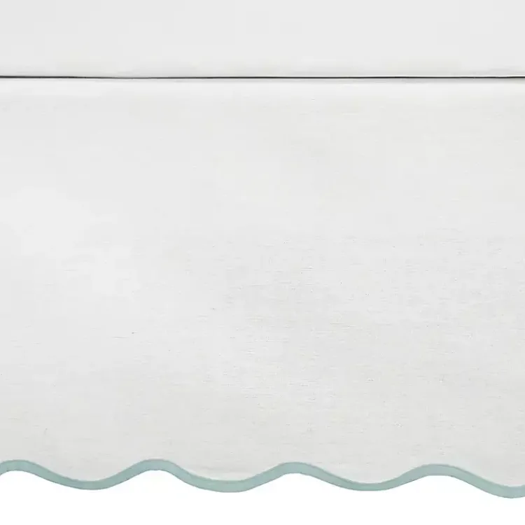 Kirklands Home White Blue Scalloped Coastal Queen Bed Skirt Best