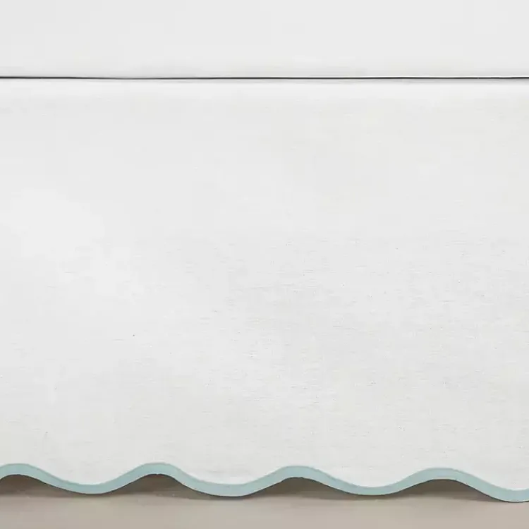 Kirklands Home White Blue Scalloped Coastal Queen Bed Skirt Best