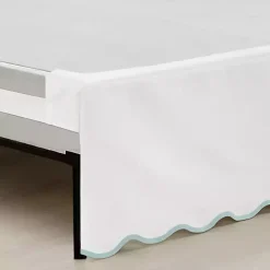 Kirklands Home White Blue Scalloped Coastal King Bed Skirt Best