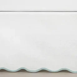 Kirklands Home White Blue Scalloped Coastal King Bed Skirt Best