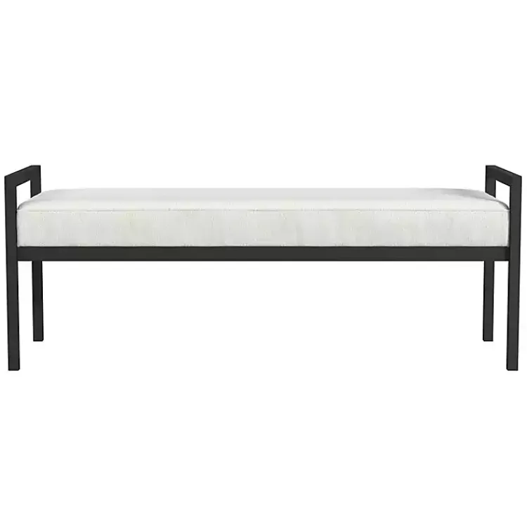 Kirklands Home Boucle Black Metal Bench White Best