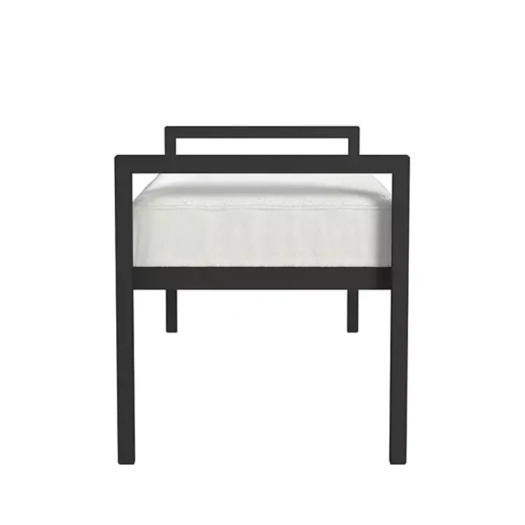 Kirklands Home Boucle Black Metal Bench White Best