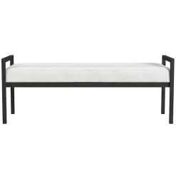 Kirklands Home Boucle Black Metal Bench White Best