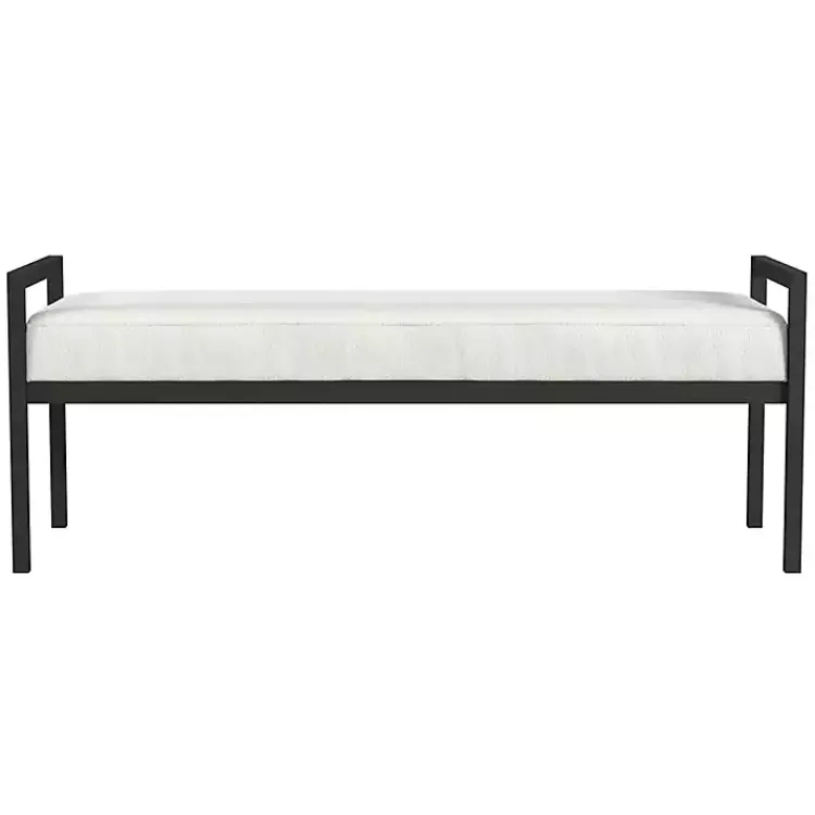 Kirklands Home Boucle Black Metal Bench White Best