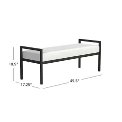 Kirklands Home Boucle Black Metal Bench White Best