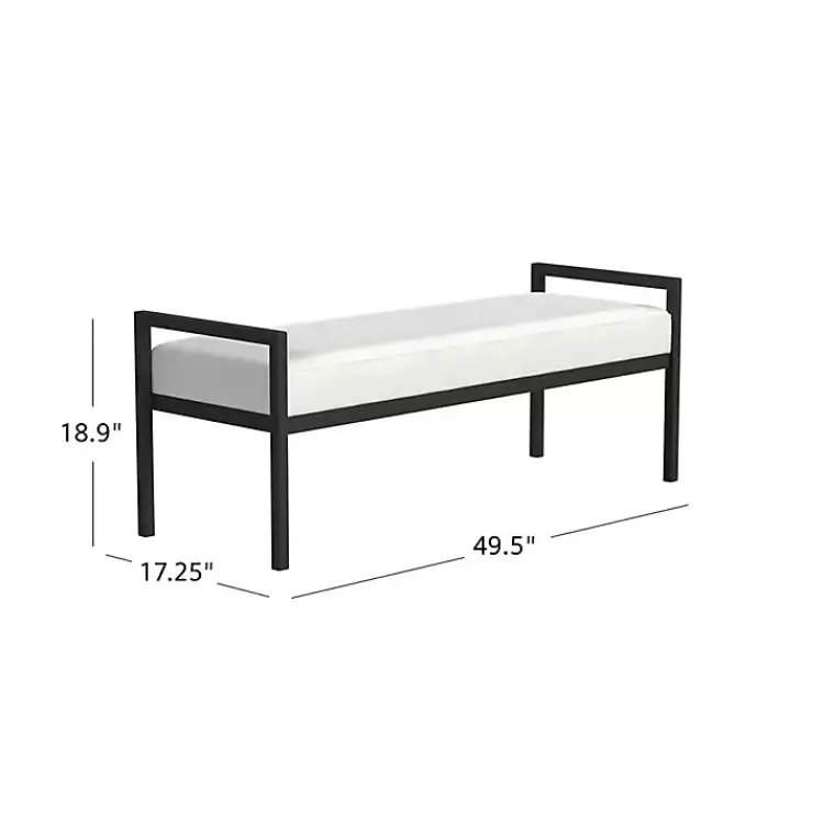 Kirklands Home Boucle Black Metal Bench White Best