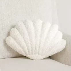 Pillows>Kirklands Home Boucle Clamshell Shaped Pillow White