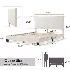Kirklands Home Boucle Karson Queen Platform Bed White Clearance