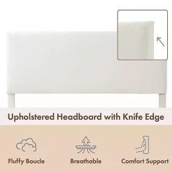 Kirklands Home Boucle Karson Queen Platform Bed White Clearance