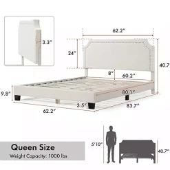 Kirklands Home Boucle Scalloped Corey Queen Platform Bed White Discount