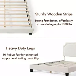 Kirklands Home Boucle Scalloped Corey Queen Platform Bed White Discount