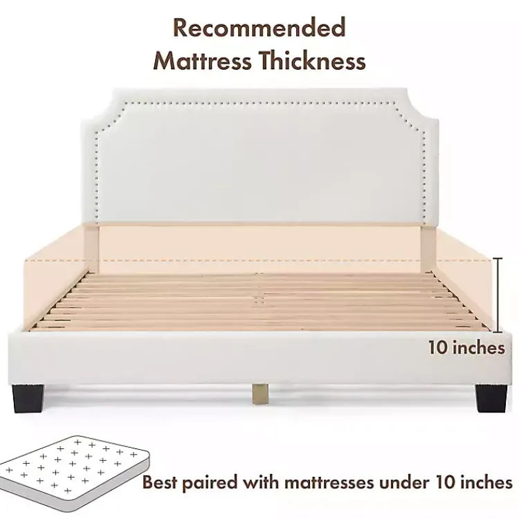 Kirklands Home Boucle Scalloped Corey Queen Platform Bed White Discount
