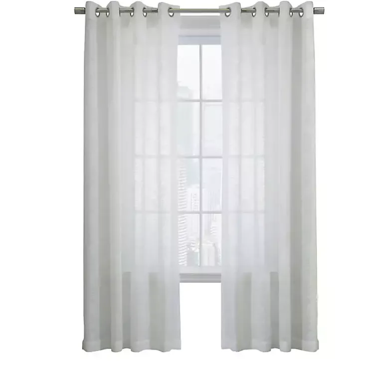 Kirklands Home Boucle Sheer Single Curtain Panel, 108 in. White Sale