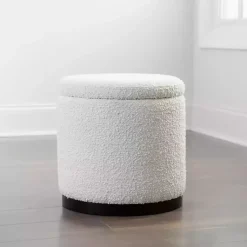 Kirklands Home Boucle Storage Ottoman White