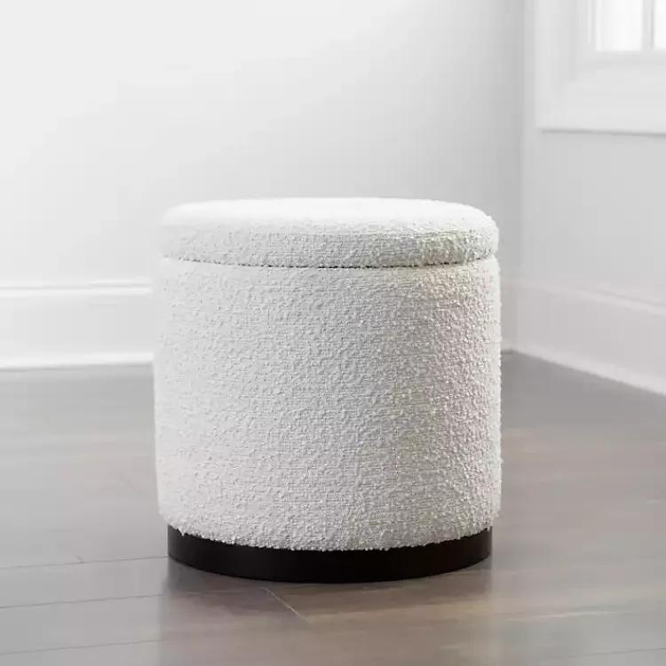 Kirklands Home Boucle Storage Ottoman White