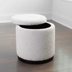 Kirklands Home Boucle Storage Ottoman White